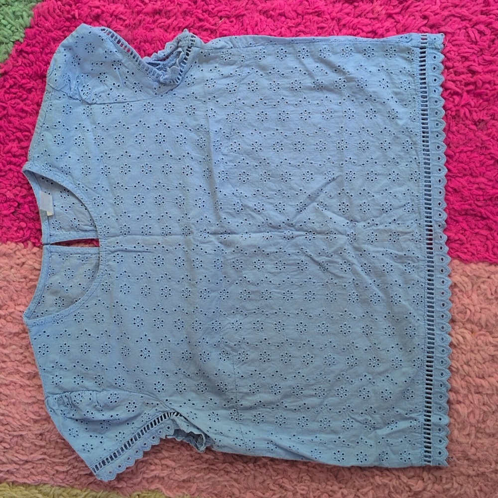 Light Blue Eyelet Lace Women's Top